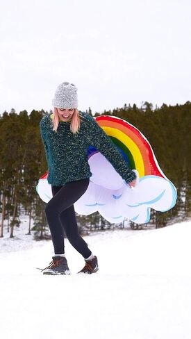 أنبوب ثلج SNOWCANDY مقاس 48 بوصة قوس قزح في القطب الشمالي، زلاجة ثلجية قابلة للنفخ للأطفال والكبار، شديدة التحمل مع مقابض وأسفل، زلاجة شتوية خارجية، سهلة النفخ والتفريغ in Kuwait