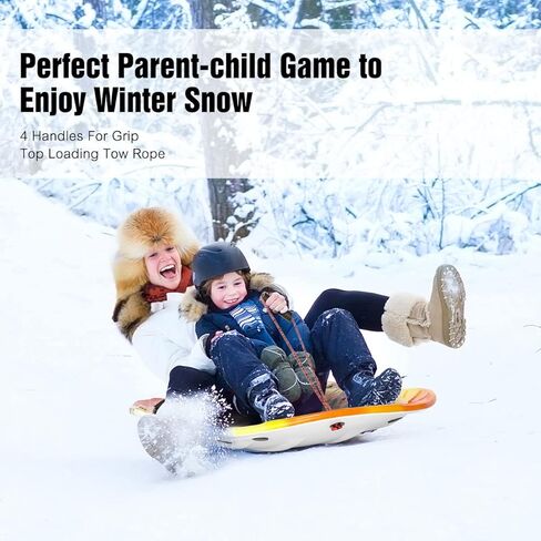 زلاجات الثلج الرغوية من GEAVESS للأطفال والكبار، زلاجات توبوجان عالية التحمل مقاس 48 بوصة للثلج مع قاع أملس ومقابض وحبل سحب in Kuwait