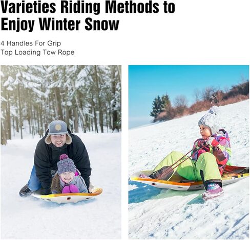 زلاجات الثلج الرغوية من GEAVESS للأطفال والكبار، زلاجات توبوجان عالية التحمل مقاس 48 بوصة للثلج مع قاع أملس ومقابض وحبل سحب in Kuwait