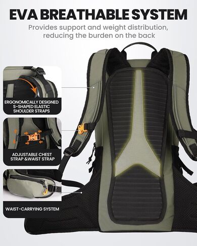 OutdoorMaster Ski Backpack, 12L Snowboard Travel Backpack, Skiing Bag with Breathable EVA Back, Waterproof Backpack for Snowboard, Ski, Camping, Hiking - Black in Saudi Arabia