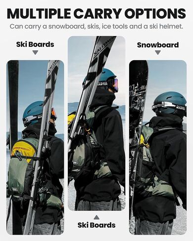 OutdoorMaster Ski Backpack, 12L Snowboard Travel Backpack, Skiing Bag with Breathable EVA Back, Waterproof Backpack for Snowboard, Ski, Camping, Hiking - Black in Saudi Arabia