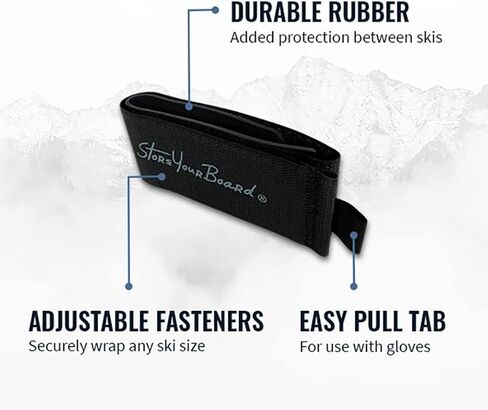 أشرطة لف التزلج الأساسية من StoreYourBoard Mountain Essential، 4 عبوات، مقاس عالمي، مثبتات بخطاف وحلقة، أزرق in Kuwait