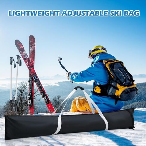 Locmeo 2 Pcs Adult Unisex Ski Bag 420D Polyester Water Resistant Skiing Bags with Adjustable Length and Straps, for Snowboard Carrier Transport, Travel, Kids, Youth, Men, Women, 72.83 x 13 Inches in Saudi Arabia