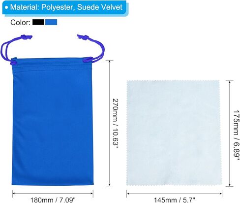 حقيبة نظارات التزلج من باتيكل مقاس 11 × 7 بوصة، 6 عبوات من الألياف الدقيقة مع قماش نظارات وأكياس حماية من الثلوج وحقيبة تخزين واقية للعدسات، أسود أزرق in Kuwait