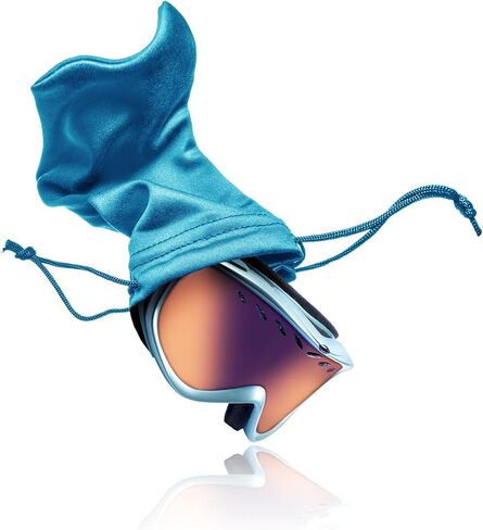 حقيبة نظارات التزلج من باتيكل مقاس 11 × 7 بوصة، 6 عبوات من الألياف الدقيقة مع قماش نظارات وأكياس حماية من الثلوج وحقيبة تخزين واقية للعدسات، أسود أزرق in Kuwait