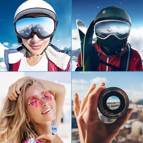 حقيبة نظارات التزلج من باتيكل مقاس 11 × 7 بوصة، 6 عبوات من الألياف الدقيقة مع قماش نظارات وأكياس حماية من الثلوج وحقيبة تخزين واقية للعدسات، أسود أزرق in Kuwait