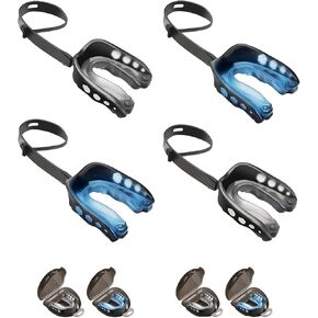 4Pack Football Mouth Guard Professional Youth Mouth Guard with Strap Soft Sports Mouthguard for Boxing Adult Shock Doctor Mouthpiece for Braces
