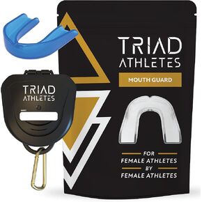 واقي الفم الرياضي من Triad Athletes للرياضيات، عبوة واحدة (البحرية الملكية) ملائمة حسب الطلب، حماية للبالغين، مع حافظة جيدة التهوية