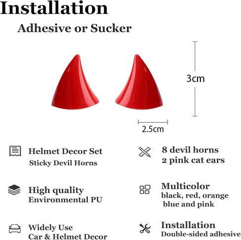 Helmet Cat Ears Devil Horns - Atiger 10 Pcs Ski Helmet Accessories Small Devil Horns with Adhesive Suction Cup Cute Decoration for Women Men Car Accessory Bike Ski Motorcycle Snowboard Helmet Girl Boy in Kuwait