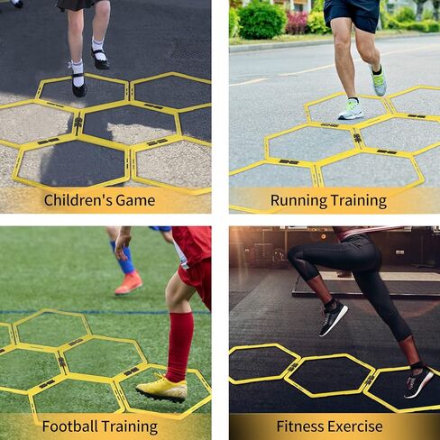 سلم رشاقة من Olioliyou، حلقة تدريب خفة الحركة وسرعة سداسية لكرة القدم، تدريبات رشيقة على القدمين والقفز العمودي، اللياقة البدنية الرياضية in Kuwait