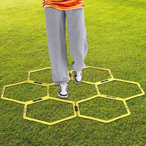 سلم رشاقة من Olioliyou، حلقة تدريب خفة الحركة وسرعة سداسية لكرة القدم، تدريبات رشيقة على القدمين والقفز العمودي، اللياقة البدنية الرياضية in Kuwait