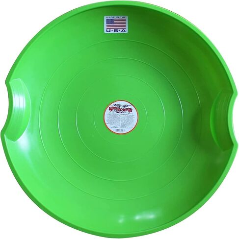 Paricon Flexible Flyer Round Flying Saucer Disc Racer Polyethylene Snow Sled Toboggan, for Ages 4 & Up, 26" Diameter, Green/Orange (2 Pack) in Kuwait