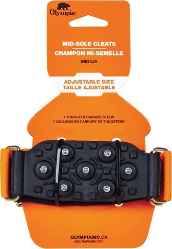 أوليمبيا: مرابط الجليد - مرابط الجر متوسطة النعل MIDXJ9، قبضة أحذية الثلج والجليد المحمولة مع حزام قابل للتعديل in Kuwait