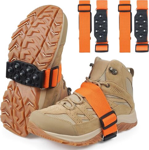 Mid-Sole Ice Cleats for Shoes and Boots Walking on Snow and Ice | Snow Traction Cleats, Non-Slip Crampon with 7 Tungsten Studs Adjustable Straps for Secure Grip Winter Walking Jogging Hiking in Saudi Arabia
