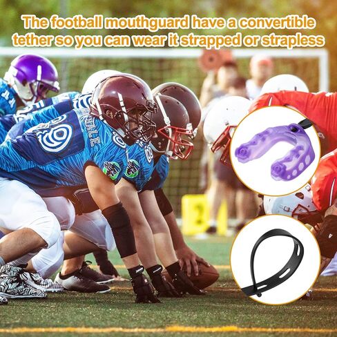 واقي فم لكرة القدم مع حزام، واقي فم رياضي احترافي ناعم للشباب للملاكمة والهوكي وكرة السلة والفنون القتالية المختلطة واللاكروس والرجبي والجوجيتسو (ارجواني) in Kuwait