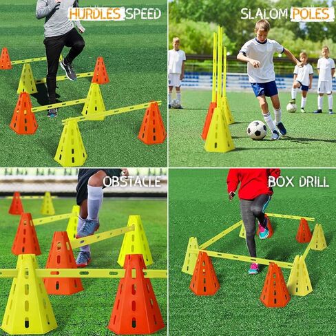 مجموعة Yes4All Agility Hurdles Cone لتمارين السرعة والتوازن لجميع الأعمار، مناسبة لتدريب الكلاب، تتضمن حقيبة حمل - مجموعة 8 مخاريط و4 قضبان خضراء in Saudi Arabia