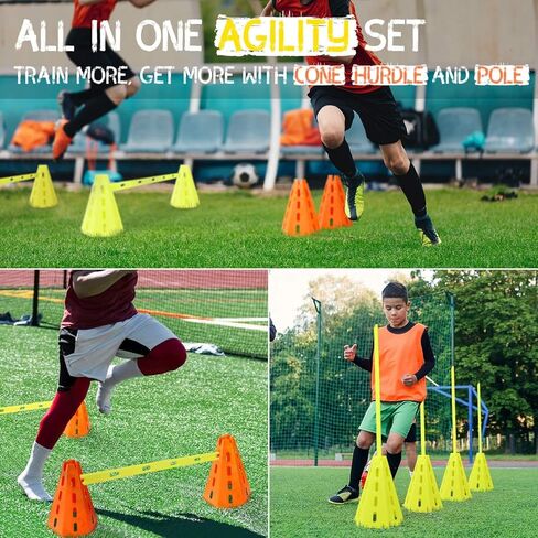 مجموعة Yes4All Agility Hurdles Cone لتمارين السرعة والتوازن لجميع الأعمار، مناسبة لتدريب الكلاب، تتضمن حقيبة حمل - مجموعة 8 مخاريط و4 قضبان خضراء in Saudi Arabia