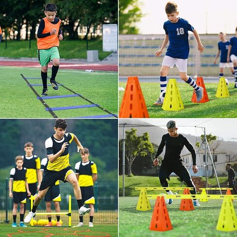 مجموعة Yes4All Agility Hurdles Cone لتمارين السرعة والتوازن لجميع الأعمار، مناسبة لتدريب الكلاب، تتضمن حقيبة حمل - مجموعة 8 مخاريط و4 قضبان خضراء in Saudi Arabia