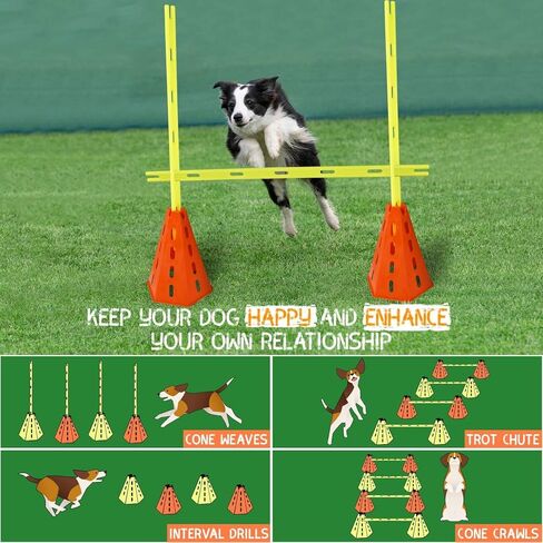 مجموعة Yes4All Agility Hurdles Cone لتمارين السرعة والتوازن لجميع الأعمار، مناسبة لتدريب الكلاب، تتضمن حقيبة حمل - مجموعة 8 مخاريط و4 قضبان خضراء in Saudi Arabia