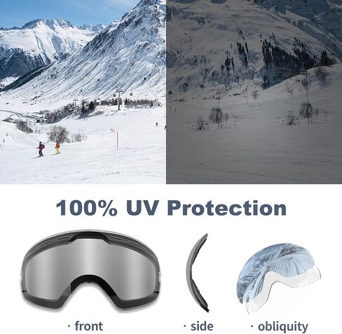 نظارات التزلج X-TIGER نظارات OTG على الجليد للرجال والنساء والشباب مضادة للضباب 100% حماية من الأشعة فوق البنفسجية 400 in Kuwait