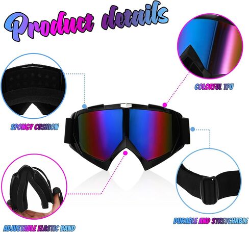 Poen 6 قطع نظارات دراجة نارية مقاومة للرياح قابلة للتعديل ATV الثلج الترابية دراجة السلامة للرجال والنساء و6 قطع قناع وجه قابل للتنفس لركوب الدراجات النارية وركوب الدراجات والمشي لمسافات طويلة in Kuwait