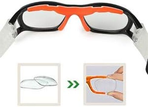 PELLOR Kids Safety Goggles, Sports Eyewear Protective Glasses Antifog Lens Replaceable Protection Goggles for Boys and Girls- Black in Kuwait