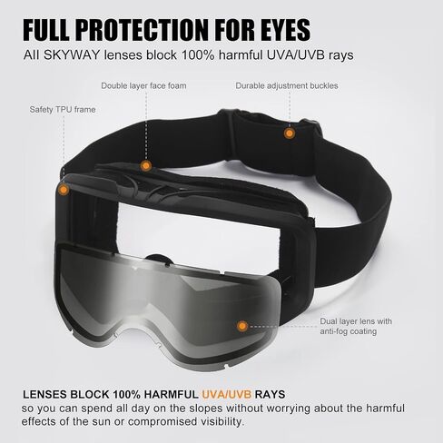 SKYWAY Ski Goggles,OTG Snow Snowboard Goggles for Men Women Snowmobile Skiing Skating SS6001 in Saudi Arabia