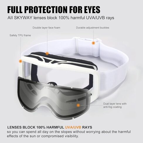 SKYWAY Ski Goggles,OTG Snow Snowboard Goggles for Men Women Snowmobile Skiing Skating SS6001 in Kuwait
