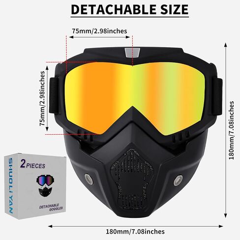 SHUOLIYAN 2 Pieces Motorcycle Goggles Dirt Bike Goggles ATV Goggles Riding Goggles Ski Goggles Suitable For Men Women Youth in Kuwait