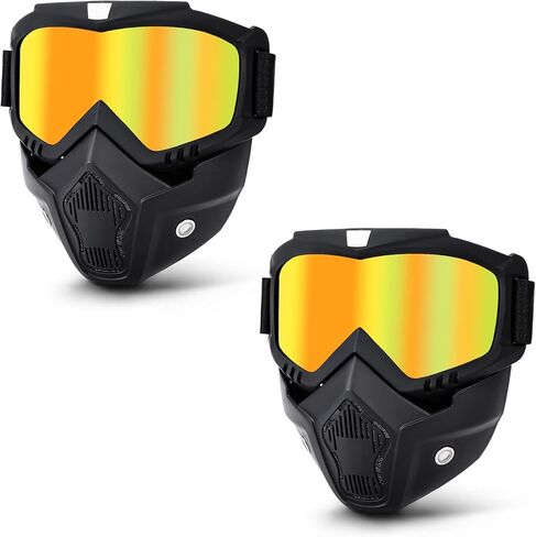 SHUOLIYAN 2 Pieces Motorcycle Goggles Dirt Bike Goggles ATV Goggles Riding Goggles Ski Goggles Suitable For Men Women Youth in Kuwait