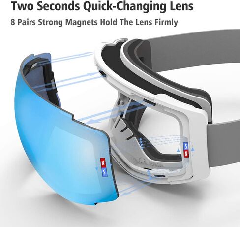 COPOZZ Ski Goggles Snowboard Goggles Men Women, M1 Magnetic Lens Snowboard Snow Goggle, OTG Anti-Fog Skiing Goggles in Kuwait