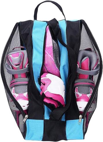 Kids Ice Skates Bags Heavy Duty Oxford Roller Skating Shoes Carry Bag Inline Skate Boot Shoulder Bag Children Boys Girls Hockey Skate Tote Ski Sport Bag Multi Pockets for Ice Skate Protective Gears in Saudi Arabia