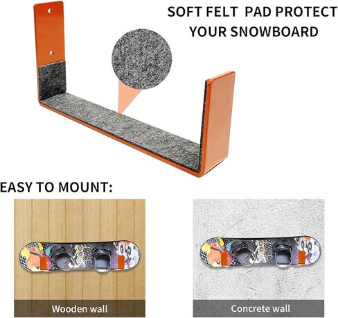 رف تثبيت على الحائط لعرض لوح التزلج من Qualward لتخزين لوح التزلج في الأماكن المغلقة وخطاطيف معدنية فولاذية لتخزين ألواح التزلج على الجليد للمنزل والمرآب in Kuwait