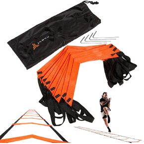JAWKU Speed and Agility Ladder, Extra Long 21-Foot with 15-Rungs to Improve Balance, Acceleration, Lateral Speed, Change of Direction, and Body Control in Saudi Arabia