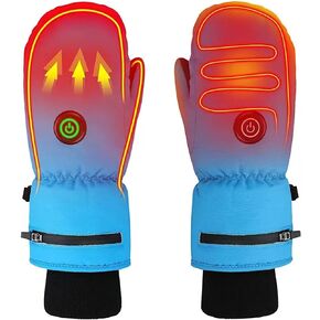 Heated Gloves Electric Winter Gloves for Kids, Wjiang Rechargeable Heated Mittens Warm Snow Gloves for Boys Girls, Waterproof Hand Warmer Toddler Ski Gloves with Touchscreen for Outdoor Camping Hiking in Kuwait