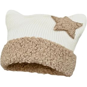 Cute Crochet Hat for Women Y2K Knit Hat Kawaii Beanie Cat Ear Grunge Fairy Slouchy Headgear Accessories in Kuwait