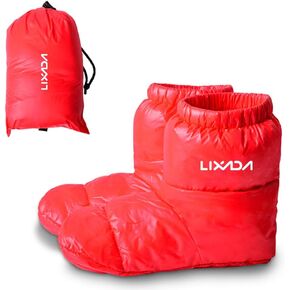 Lixada أحذية شتوية خفيفة الوزن للبط أسفل الجوارب الدافئة شباشب دافئة وناعمة ومريحة ومقاومة للماء للتخييم وحقيبة النوم للرجال والنساء أحذية شتوية للبط أسفل الأحذية النعال in Kuwait