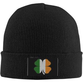 St.Patrick's Day Clover Unisex Beanie Hat Soft Winter Knit Hats Skull Cap for Men Women Black in Kuwait