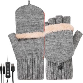 قفازات USB ساخنة، قفازات الشتاء KKUYT ساخنة مع 3 مستويات درجة الحرارة، قفازات الكمبيوتر المحمول الدافئة الأيدي الشتوية محبوك الأيدي التدفئة قفازات كاملة ونصف أصابع قفازات الكتابة للرجال النساء كهدية الشتاء in Kuwait
