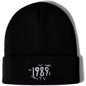 Flvkev 1989 قبعة للجنسين للرجال والنساء قبعة متماسكة قبعة شتوية بيني متماسكة ذات أساور سوداء in Kuwait