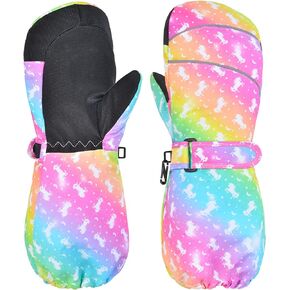PAMAID Kids Ski Mittens Gloves Waterproof Winter Warm Snow Gloves with Long Cuff for Kids Toddler Girls in Kuwait