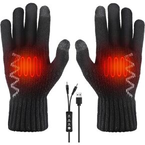 WIOR USB Heated Gloves, Unisex Hand Warmers Full Finger Knit Touchscreen Gloves Double-Sided Heating Mittens with 3 Temperature Levels, Winter Warm Laptop Thermal Gloves for Women Men Indoor Outdoor in Kuwait