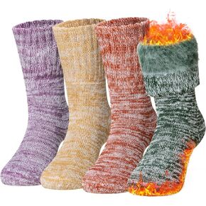 Kids Warm Thermal Socks for Toddler Boy Girls Winter Ski Thick Insulated Heated Boot Socks for Extreme Cold Weather 4 Pairs in Kuwait