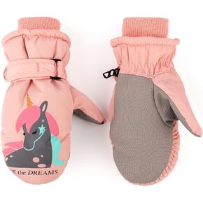 F Flammi Kids Winter Ski Mittens for Girs Warm Fluffy Lined Snow Gloves Water-Resistant Snow Mittens 2-8 Years in Kuwait