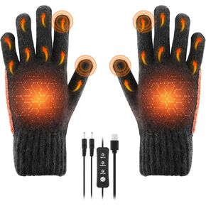 USB Heated Gloves for Women Men, Augot Plug and Play Electric Heated Gloves Temperature Adjustable, Winter Hands Warm Gloves (Knitting) in Kuwait