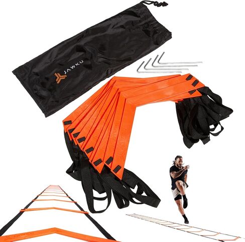 JAWKU Speed and Agility Ladder, Extra Long 21-Foot with 15-Rungs to Improve Balance, Acceleration, Lateral Speed, Change of Direction, and Body Control in Saudi Arabia