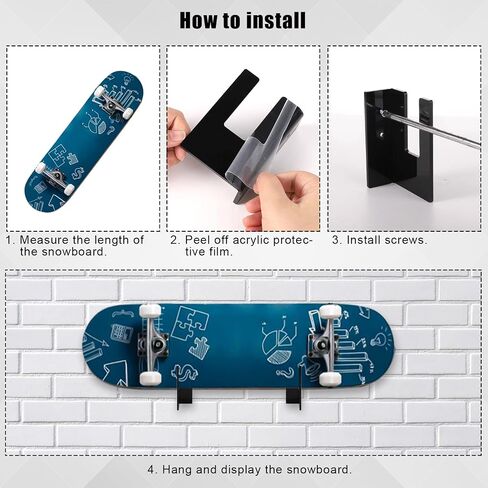 SAVITA 2pcs Snowboard Wall Mount, Snowboard Wall Rack Hanger Snowboard Wall Clips Snowboard Storage Holder Wall Support Snow Board Display Rack for Ski Board Longboard Wall Install in Saudi Arabia