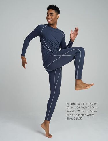 ملابس داخلية رياضية حرارية للرجال من LAPASA طقم أساسي خفيف الوزن وأكمام طويلة علوي وسفلي للتزلج وتسلق الجبال شتاء M53 in Kuwait