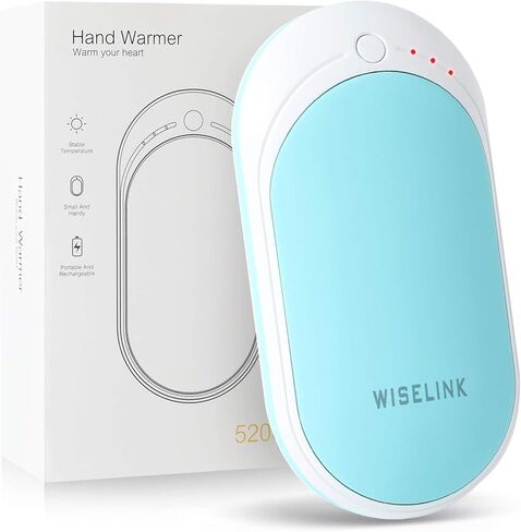 جهاز تدفئة اليد القابل لإعادة الشحن من Wiselink، جهاز تدفئة اليد الكهربائي بقدرة 5200 مللي أمبير في الساعة قابل لإعادة الاستخدام، بنك طاقة USB محمول، جهاز تدفئة يدوي سريع على الوجهين للصيد والجولف والتخييم والتزلج، هدية الشتاء للنساء والرجال in Saudi Arabia