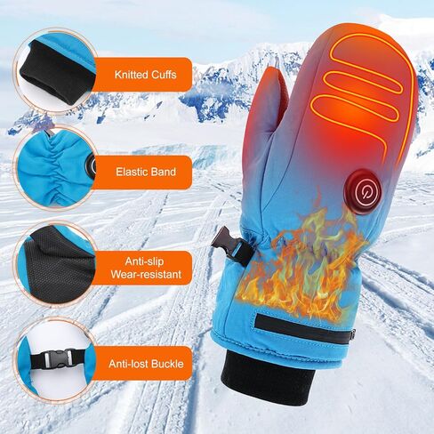 قفازات ساخنة قفازات الشتاء الكهربائية للأطفال، قفازات wjiang القابلة لإعادة الشحن قفازات الثلج الدافئة للبنين والبنات، قفازات تزلج للأطفال الصغار مقاومة للماء مع شاشة تعمل باللمس للتخييم في الهواء الطلق والمشي لمسافات طويلة in Kuwait